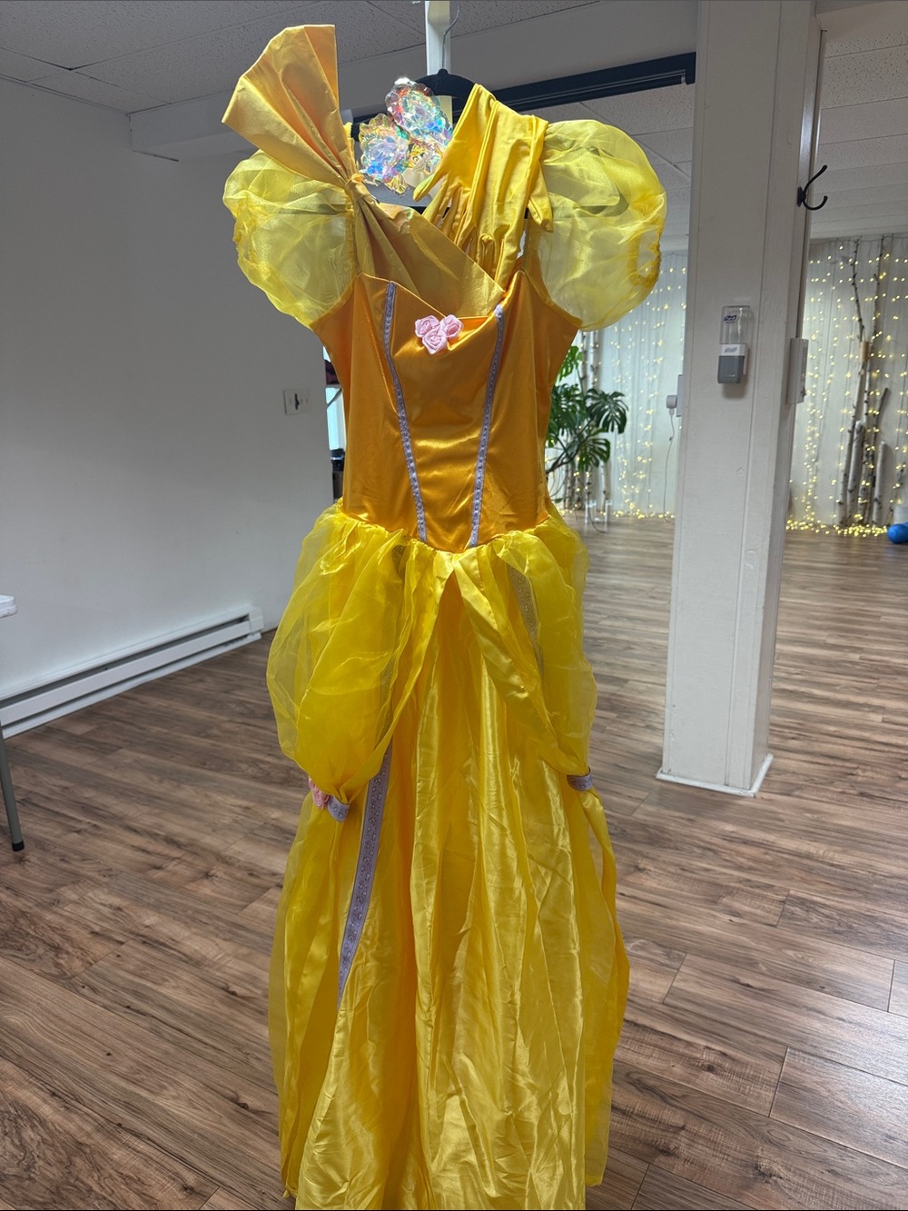 Yellow Princess Belle Ball Gown Costume With Everlasting Rose